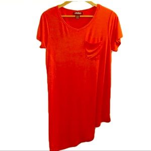 SPIRITED Randolph Duke Long Asymmetrical Orange Tee